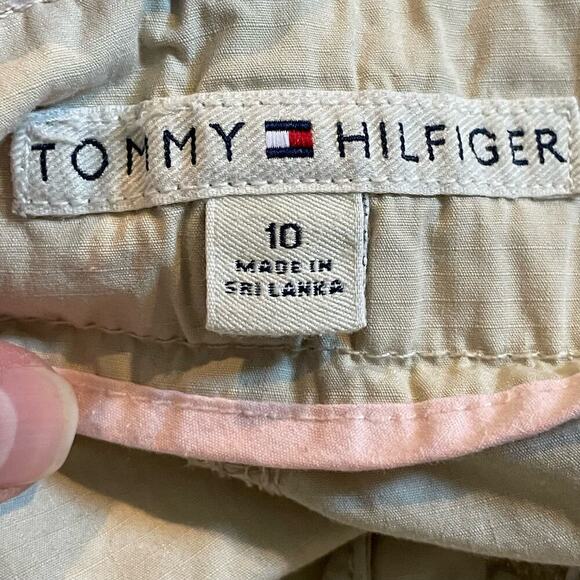 Tommy Hilfiger khaki mid rise cargo utility shorts roll tab cuff size 10 - Picture 7 of 10